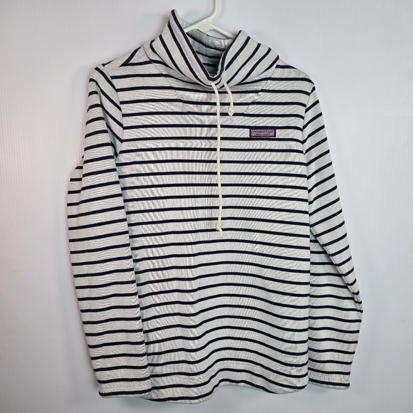 NWOT Vineyard Vines Women's Blue And White Striped PulloverTunicFunnelNeck SizeM - Picture 3 of 16